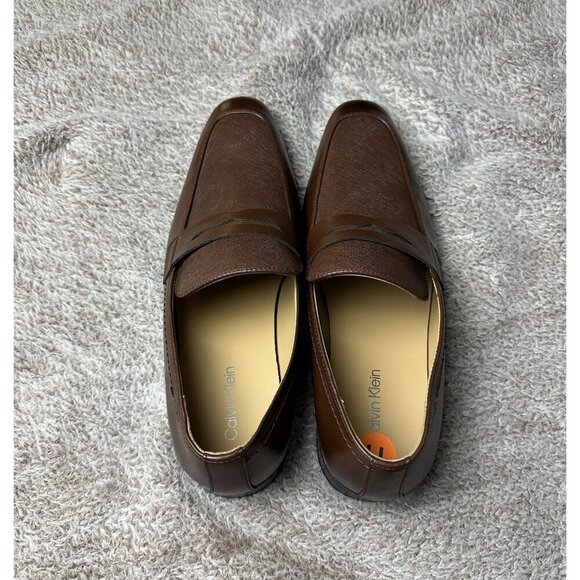 Calvin Klein Junberg Brown Leather Penny Loafers Men\'s Dress Shoes NWOB main image 11